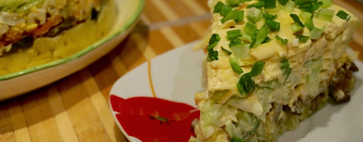Салат с жареными грибами рецепт с очень вкусный